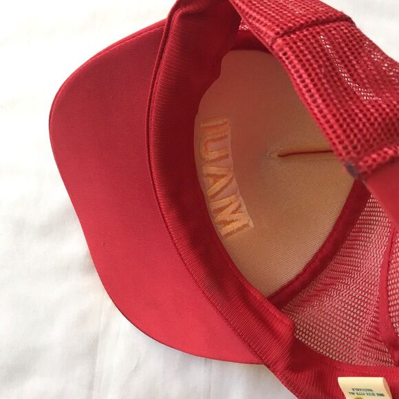 VTG Hawaii Maui Trucker Hat Red White Snapback Embroidered Leaf Foam Mesh Rope - Picture 3 of 9